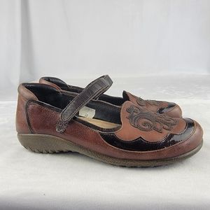 Naot Womens Mary Jane Brown‎ Two Tone Hook & Loop Round Toe Leather Sz  7 Boho